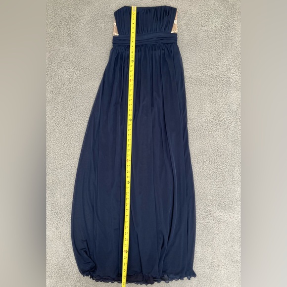 Jodi Kristopher Long Cocktail Formal Navy Blue Dress Size Medium 6-8 - Picture 8 of 10